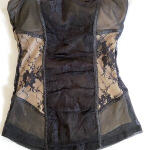 Charlotte Russe Black and Cream Lace Top